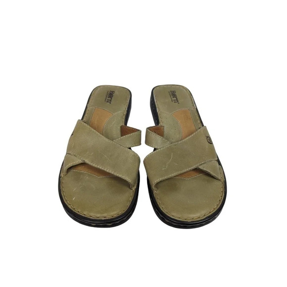 Born sz. 9 Sandals Leather Slip On Strappy Crossover Open Toe Sandals Boho - Picture 3 of 10